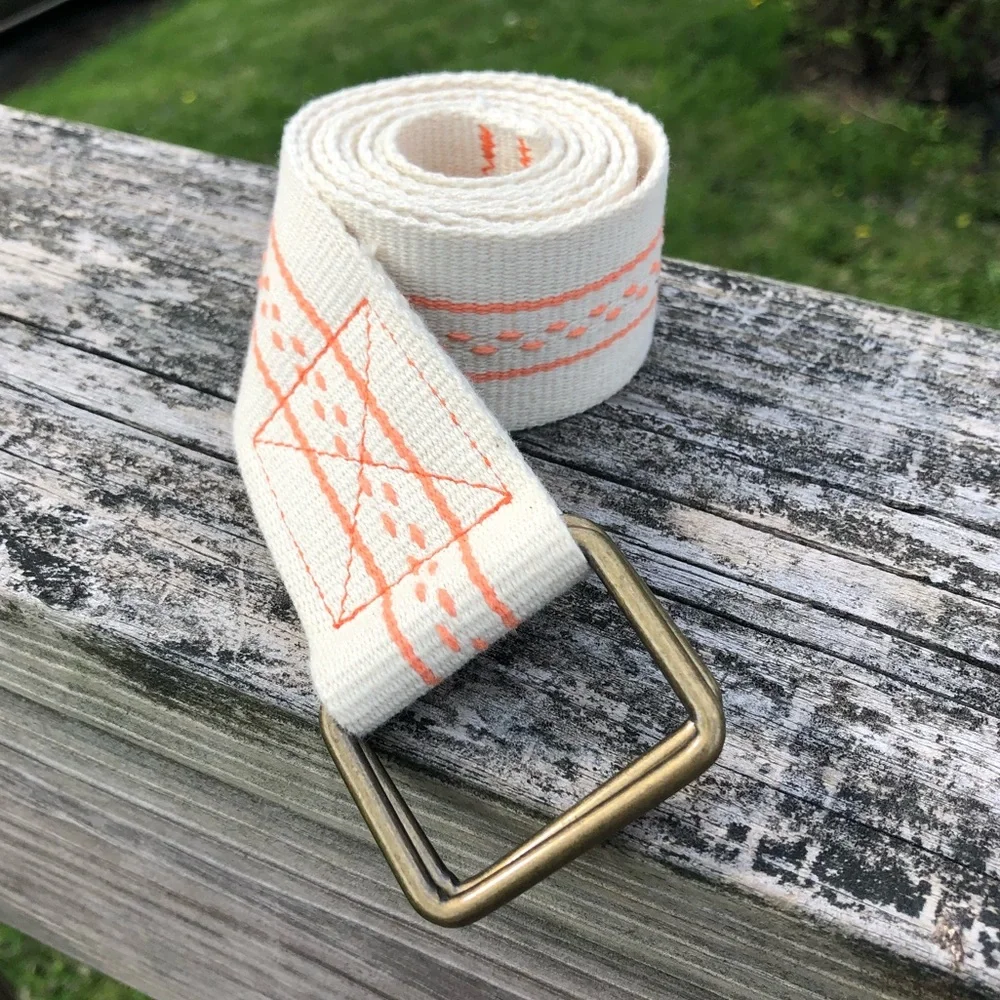 - Wide Cream/Peach Canvas Belt! VGUC
